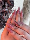 ロングネイル×メタルパーツ