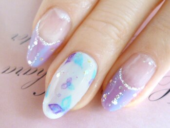 ネイルサロン ベビーピンク(Nail salon BABY PINK)/パープル水彩Art★