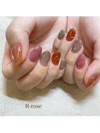 秋色ミラーネイル