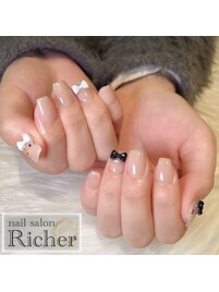 ネコ×リボンネイル