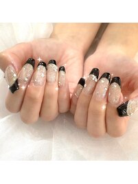 黒フレンチネイル/ブラック