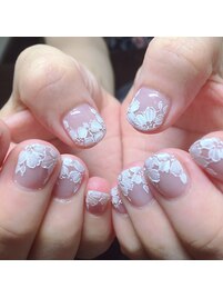 レースフレンチネイルパラジェル