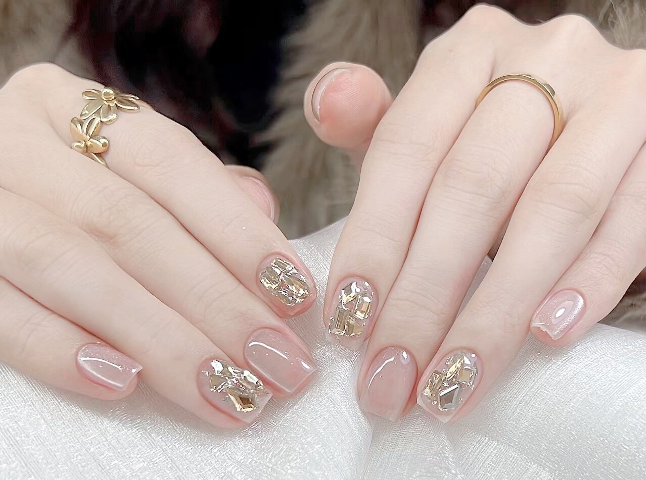 ［14］ネイルチップ リボン 韓国 らくがき ホログラム ハート オーダー 14］ネイルチップ リボン 韓国 らくがき ホログラム ハート