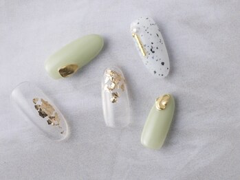 サンミーゴネイル 神戸店(Sunmego Nail)/グリーンニュアンスクリアネイル