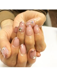 シンプルネイル Vカットストーン