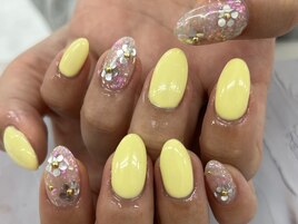 [木村]イエロー×フラワーネイル