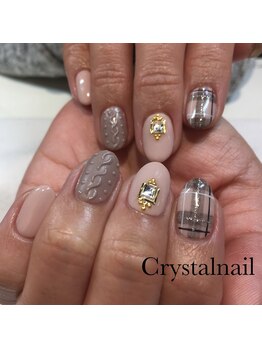 クリスタルネイル ボンベルタ橘店(CRYSTAL NAIL)/ニット×チェック