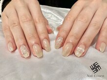 ネイル エミュスト(Nail Emuest)/白×ツイードネイル