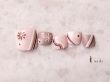 アイネイルズ 横浜EAST店(I-nails)/お花ピンクブラウンフットネイル