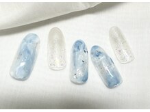 スピードネイル アンド アイ 宮交シティ店/ブルー×マーブルネイル