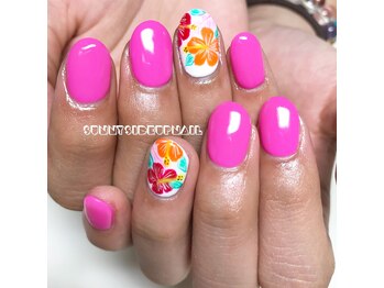 サニーサイドアップ ネイル(Sunny SideUp nail)/hibiscus art nail