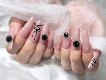 ロワ バイ ジョアアンジェ(Roi by joieange)/黒薔薇 リボンネイル