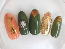 ネイルサロン あかねいろ/夏色　カーキ　ニュアンス