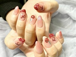 さくらんぼネイル/ボルドー/秋