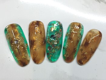 ラリュールネイル(L'Allure nail)/秋べっ甲ネイル¥8200