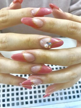 ダブルネイル(Double Nail)/【勇上】ロングのシンプルネイル