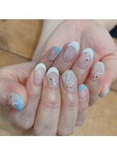 アトリエ ツメ(atelier TsuMe)/フレンチ　水色　傘　アンブレラ