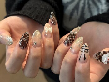 10本アート チェック リボン