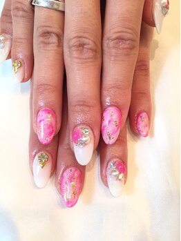 ネイルサロン ドレリッチ 大宮店(drerich)/ピンクタイダイホイル