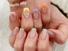 ネイルズアリー 立川店(Nails ally)/ユニコーン×カラーフレンチ