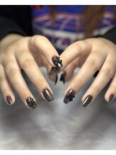 ネイルベベ(Nail bebe)/シアーブラック×リボン