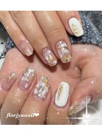 お正月フラワーニュアンスnail