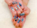 夏ネイル/花火柄/スター