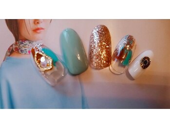 ネイル―ジュ 札幌大通店(nairouge*)/ターコイズmixネイル♪