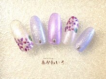 ネイルサロン あかねいろ/紫陽花ネイル　手描き