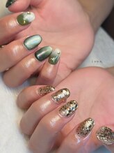 イノン ネイル(inon nail)/カーキ/カフェ/キラキラ