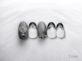 ハート　ブラックネイル