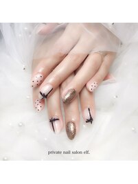 ハート&リボンネイル