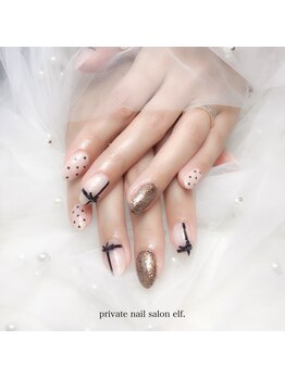 ハート&リボンネイル