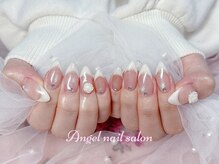 エンジェルネイルサロン(Angel nail salon)/ホワイトフレンチXバラ