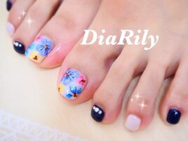 フット☆手書きお花アートネイル