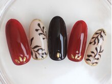 ネイルサロン あかねいろ/秋冬　手描きアートハンド￥6980