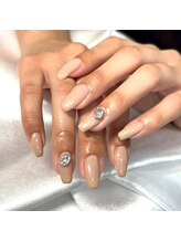 ザ バームシックス 銀座三丁目店(THE BALM six)/ワンカラー/ビジューネイル