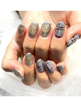 チェックとキラキラハート