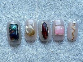 春色天然石ネイル