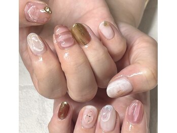 クラル 平塚店(CURAR)/大人ニュアンスぷっくりネイル