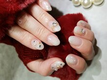 シュガーネイル(sugar nail)/ホワイトクリスマスネイル