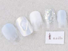 アイネイルズ 三宮店(I nails)/ホワイトミラー￥6000