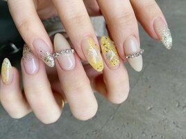 押し花/フラワーネイル/ミモザ