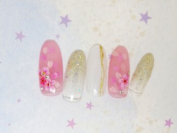 ネイルライフ(NailLife)/シースルー桜デザイン
