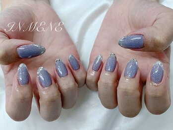 インミニネイルサロン 上野御徒町(INMENE)/上品キラキラガラスフレンチ