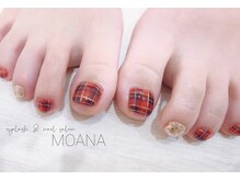 モアナ なんば店(MOANA)/赤×チェック☆フットネイル