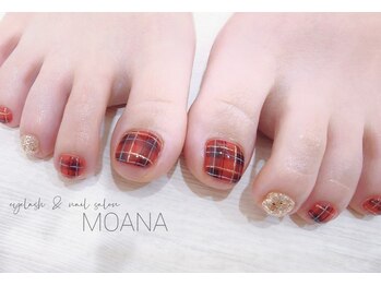 モアナ なんば店(MOANA)/赤×チェック☆フットネイル