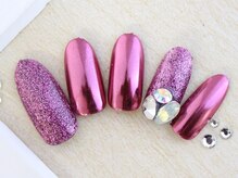 ネイルサロンフォーユー(for u)/ピンクミラーネイル￥6980