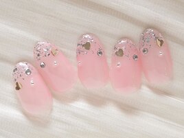 ハートホロネイル/ピンクネイル