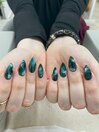 グリーン×ニュアンスネイル